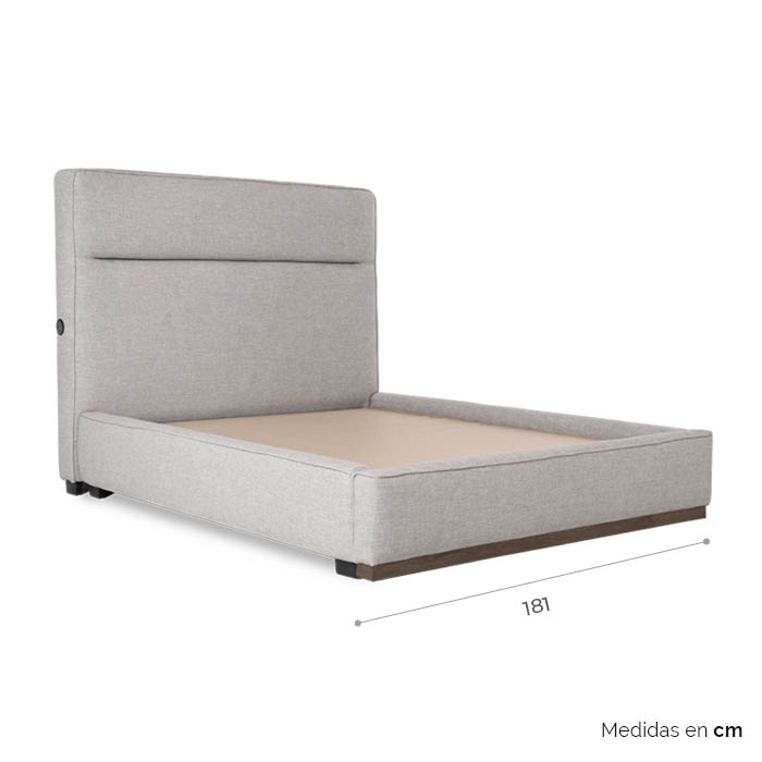 Cama Queen Tela Gris Claro Pria | Camas | recamaras